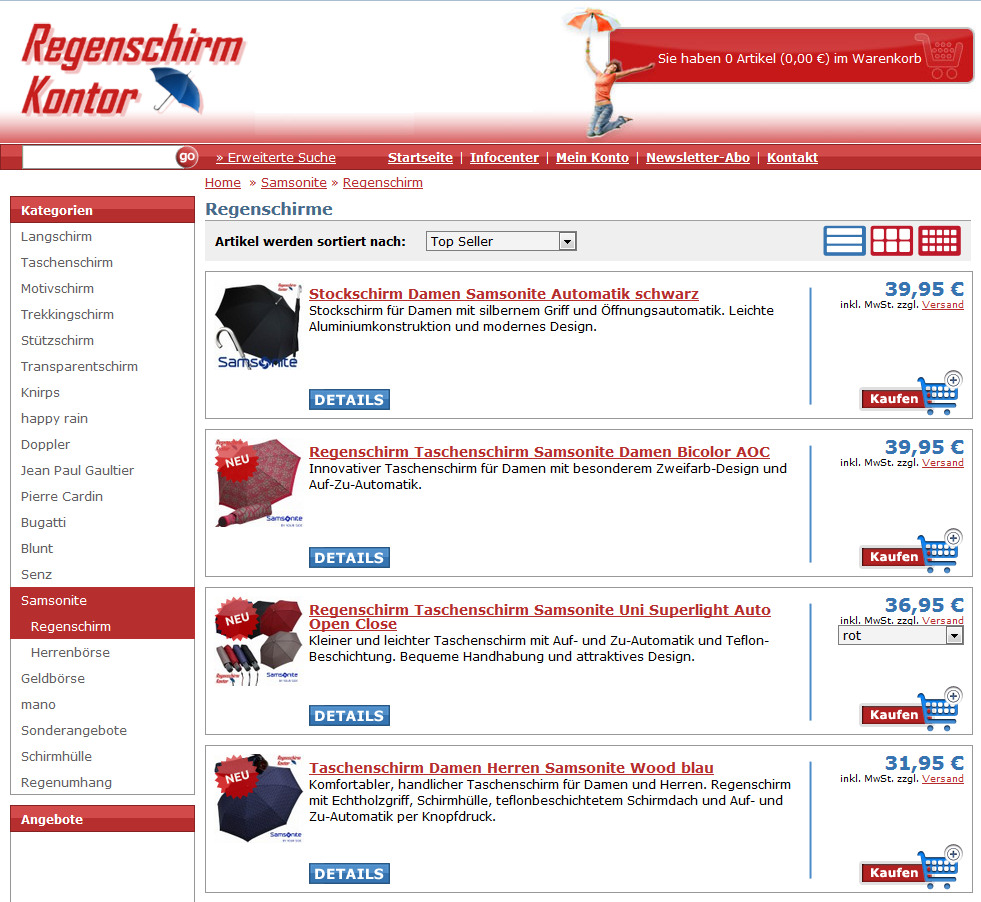 Regenschirm Onlineshop